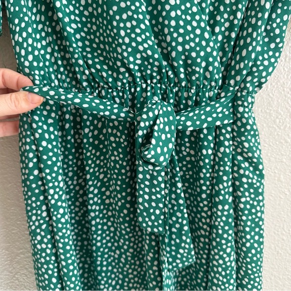 Sienna Sky Green White Polka Dot Vneck Faux Wrap Dress Dress Women’s Size Small - Picture 6 of 13